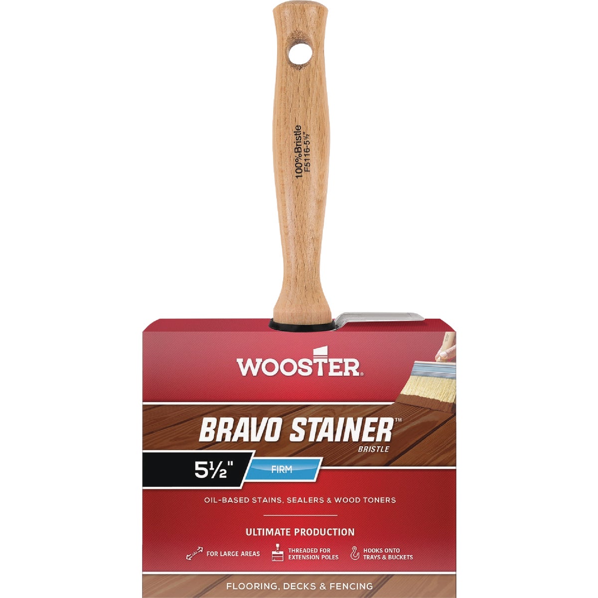 Wooster Bravo 5.5 In. Stainer Bristle Brush Image 1