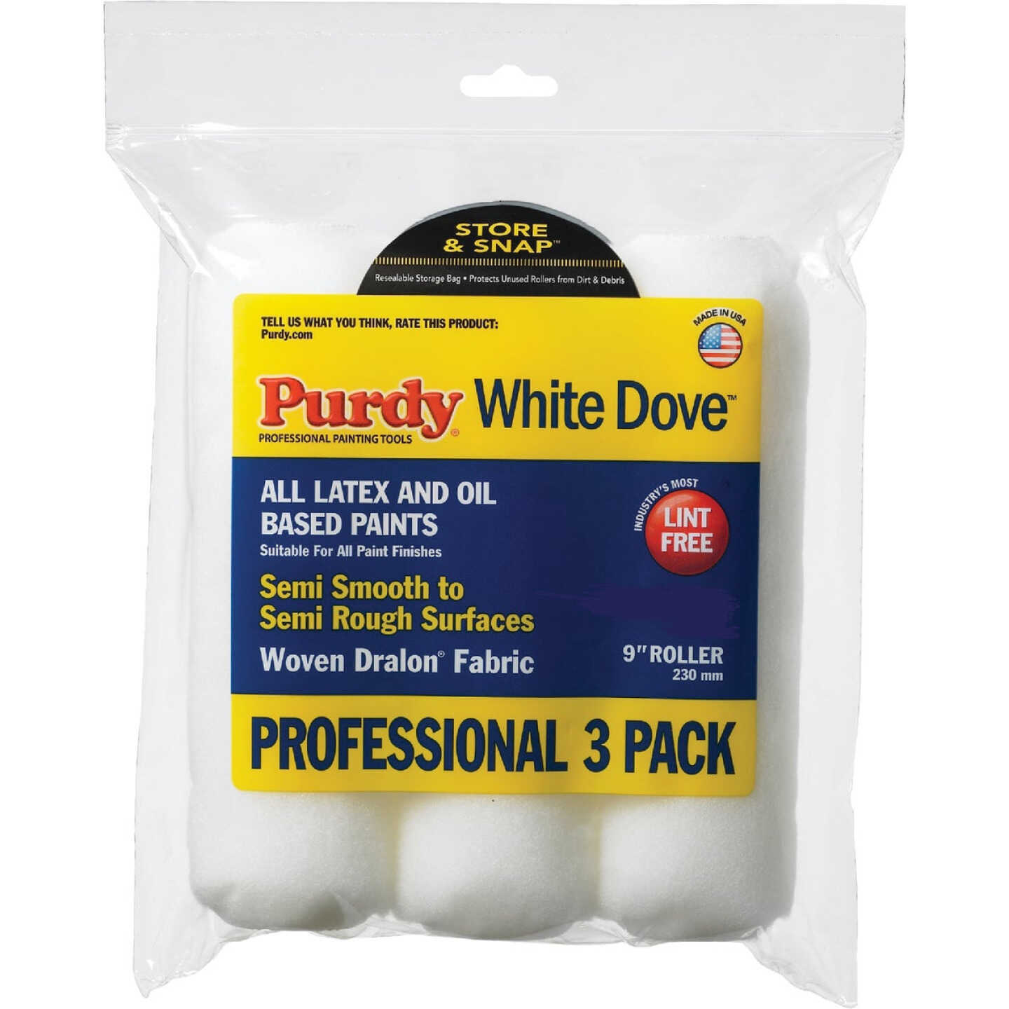 Purdy White Dove 9 In. x 3/8 In. Woven Fabric Roller Cover (3-Pack) Image 1
