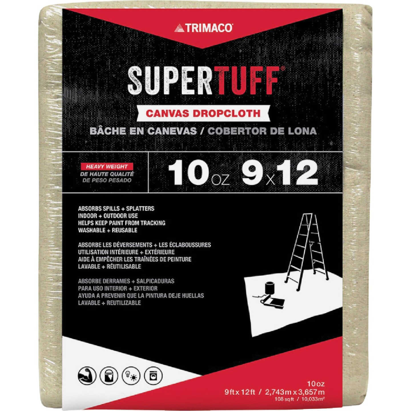 Trimaco SuperTuff 10 Oz. 9 Ft. x 12 Ft. Extra Heavyweight Canvas Drop Cloth Image 1