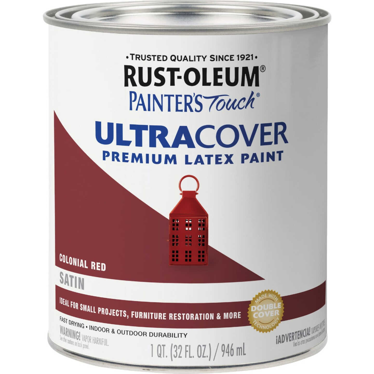 Rust-Oleum Painter's Touch 2X Ultra Cover Premium Latex Paint, Satin Colonial Red, 1 Qt. Image 6