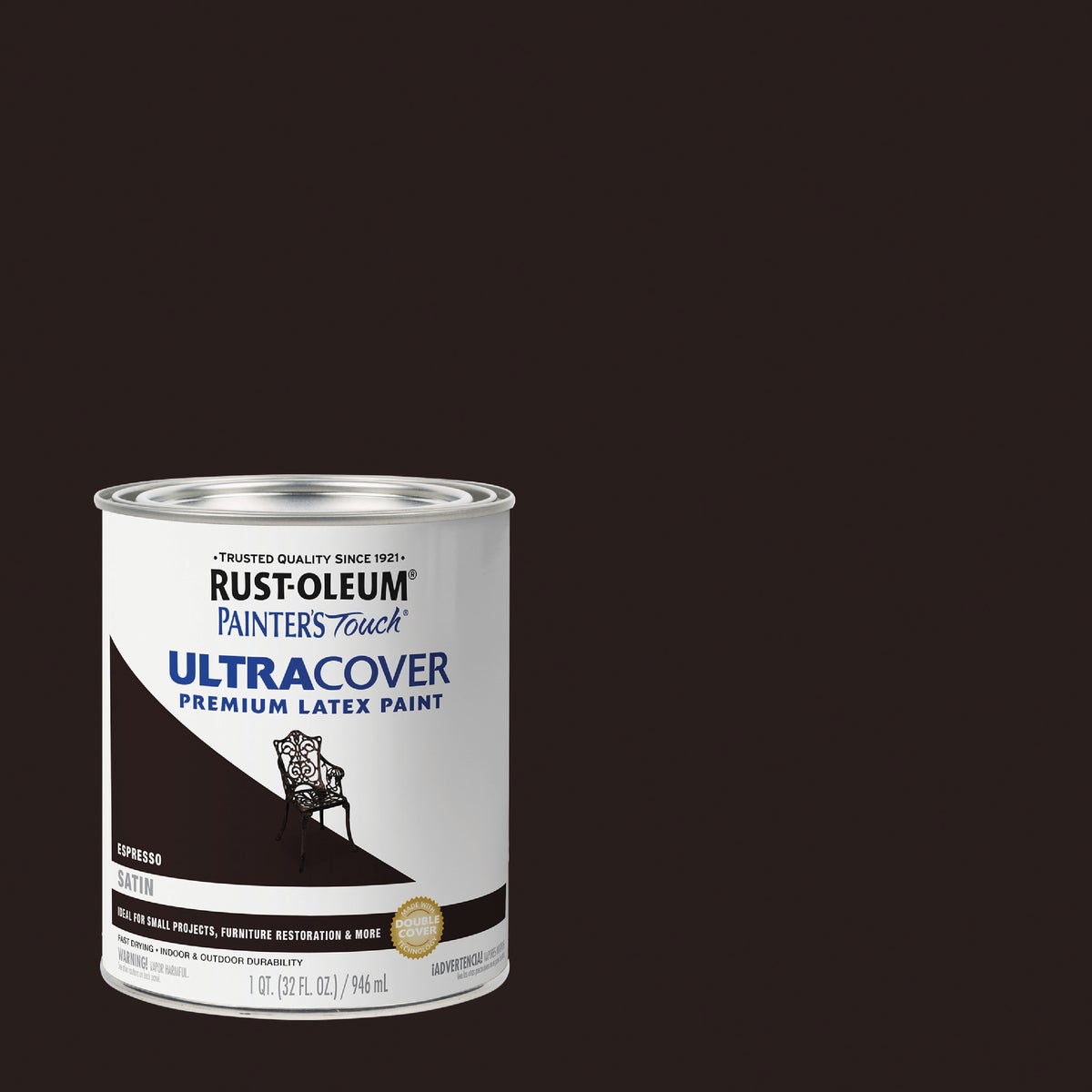 Rust-Oleum Painter's Touch 2X Ultra Cover Premium Latex Paint, Satin Espresso, 1 Qt. Image 1