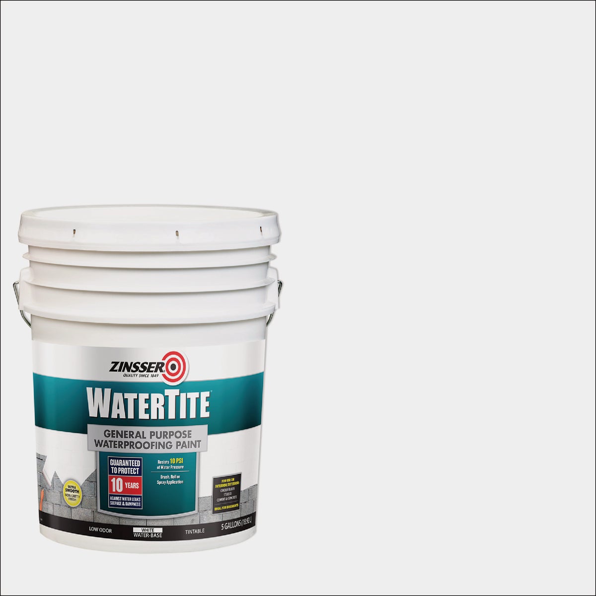 Zinsser WaterTite White General Purpose Waterproofing Paint, 5 Gal.