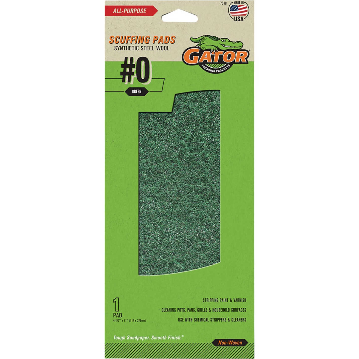 Gator Green Synthetic Steel Wool Scuffing Pad, #0 Fine Grit Image 1