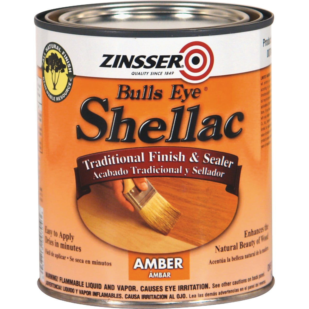Zinsser Bulls Eye Amber Shellac, Quart Image 2