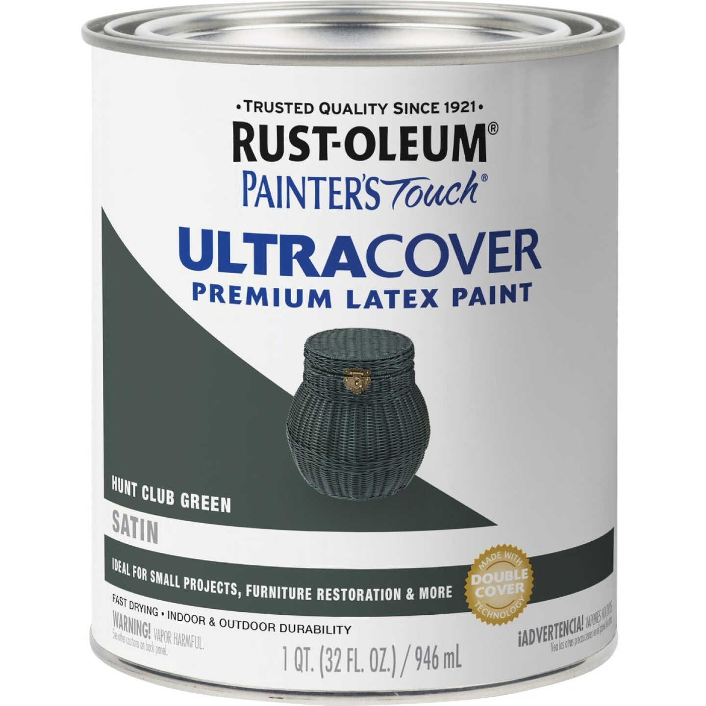Rust-Oleum Painter's Touch 2X Ultra Cover Premium Latex Paint, Satin Hunt Club Green, 1 Qt. Image 7