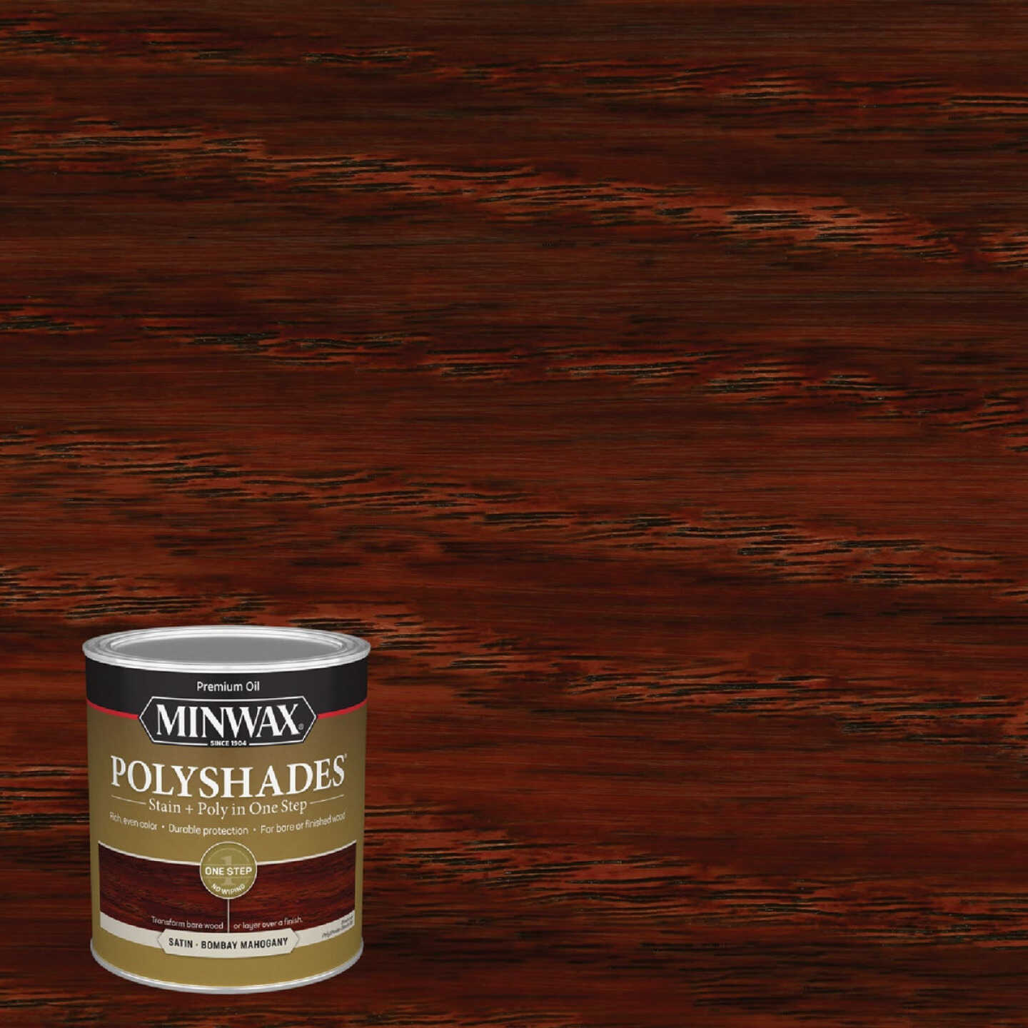 Minwax Polyshades 1 Qt. Satin Stain & Finish Polyurethane In 1-Step, Bombay Mahogany Image 1