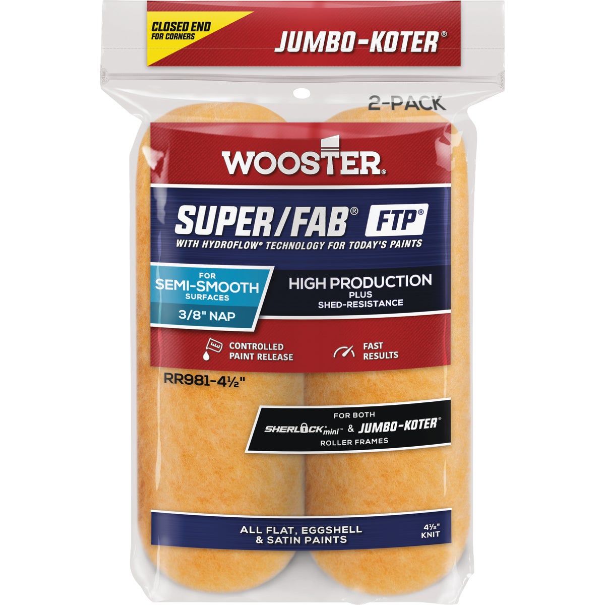 Jumbo-Koter Super/Fab FTP 4-1/2 In. x 3/8 In. Knit Roller Cover (2-Pack) Image 1