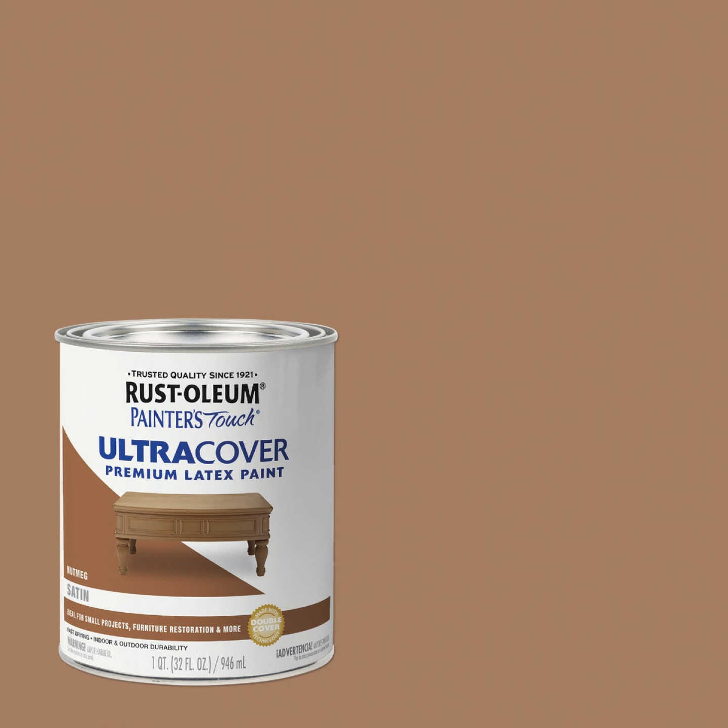 Rust-Oleum Painter's Touch 2X Ultra Cover Premium Latex Paint, Satin Nutmeg, 1 Qt. Image 1