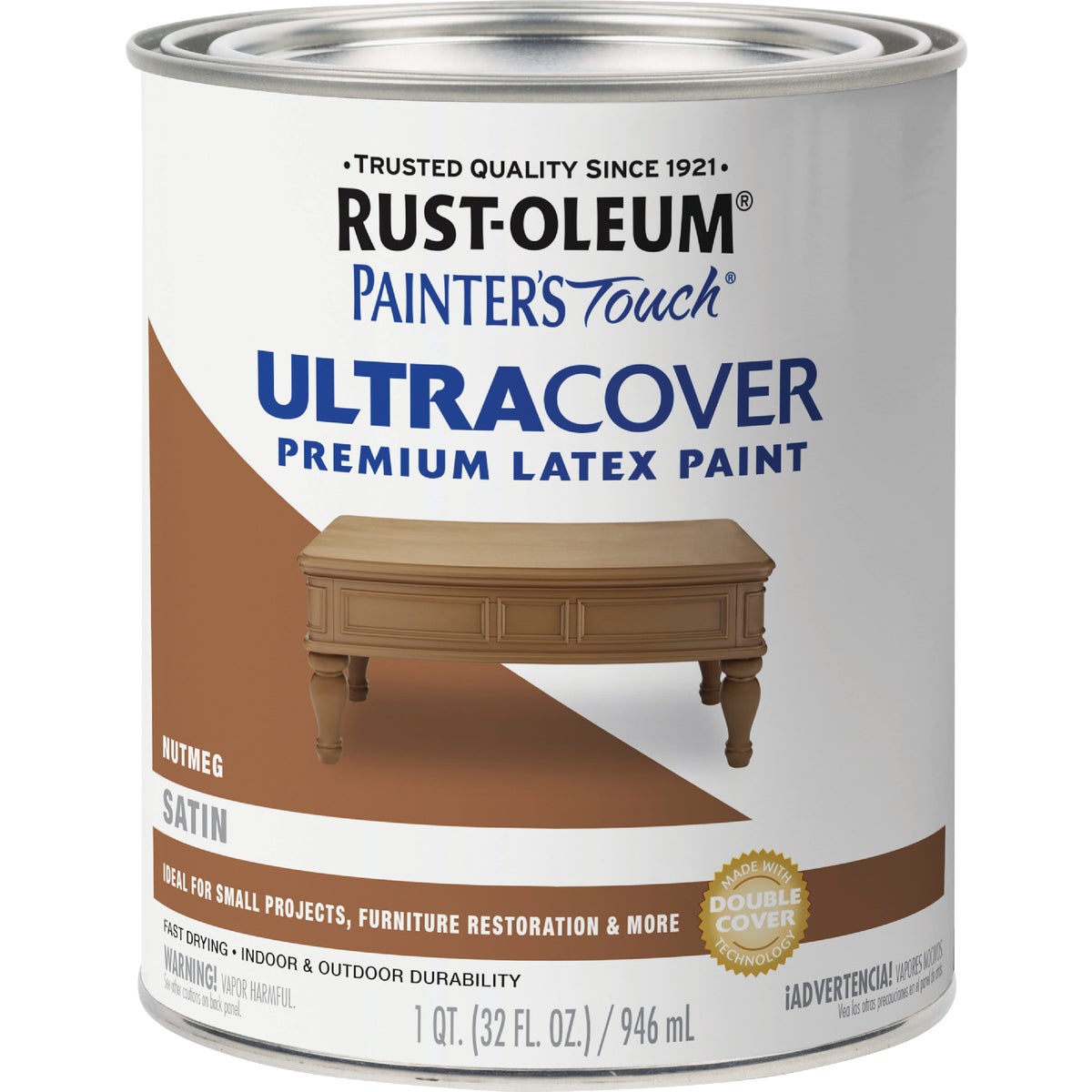 Rust-Oleum Painter's Touch 2X Ultra Cover Premium Latex Paint, Satin Nutmeg, 1 Qt. Image 7