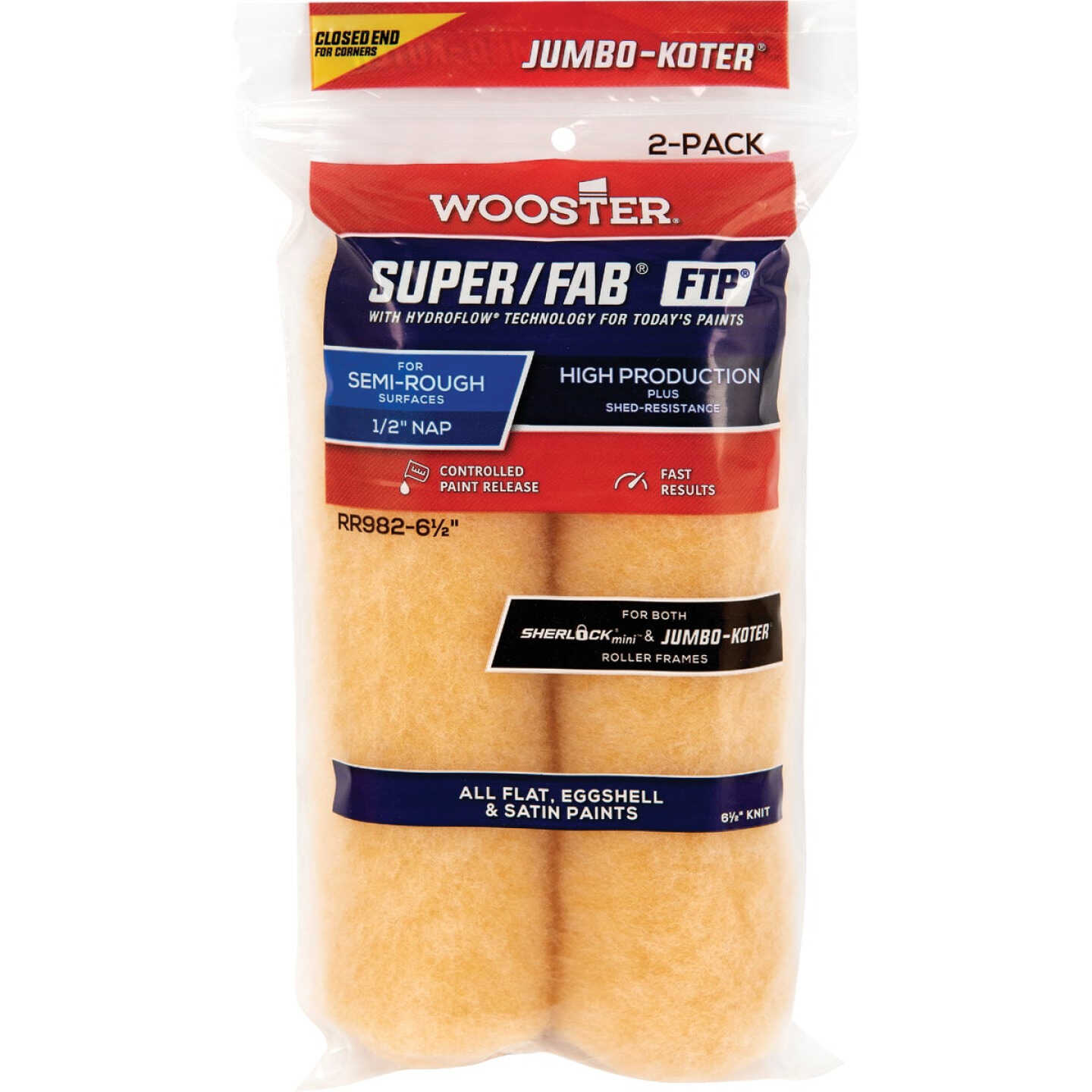 Jumbo-Koter S/F FTP 6-1/2 In. x 1/2 In. Knit Roller Cover (2-Pack) Image 1
