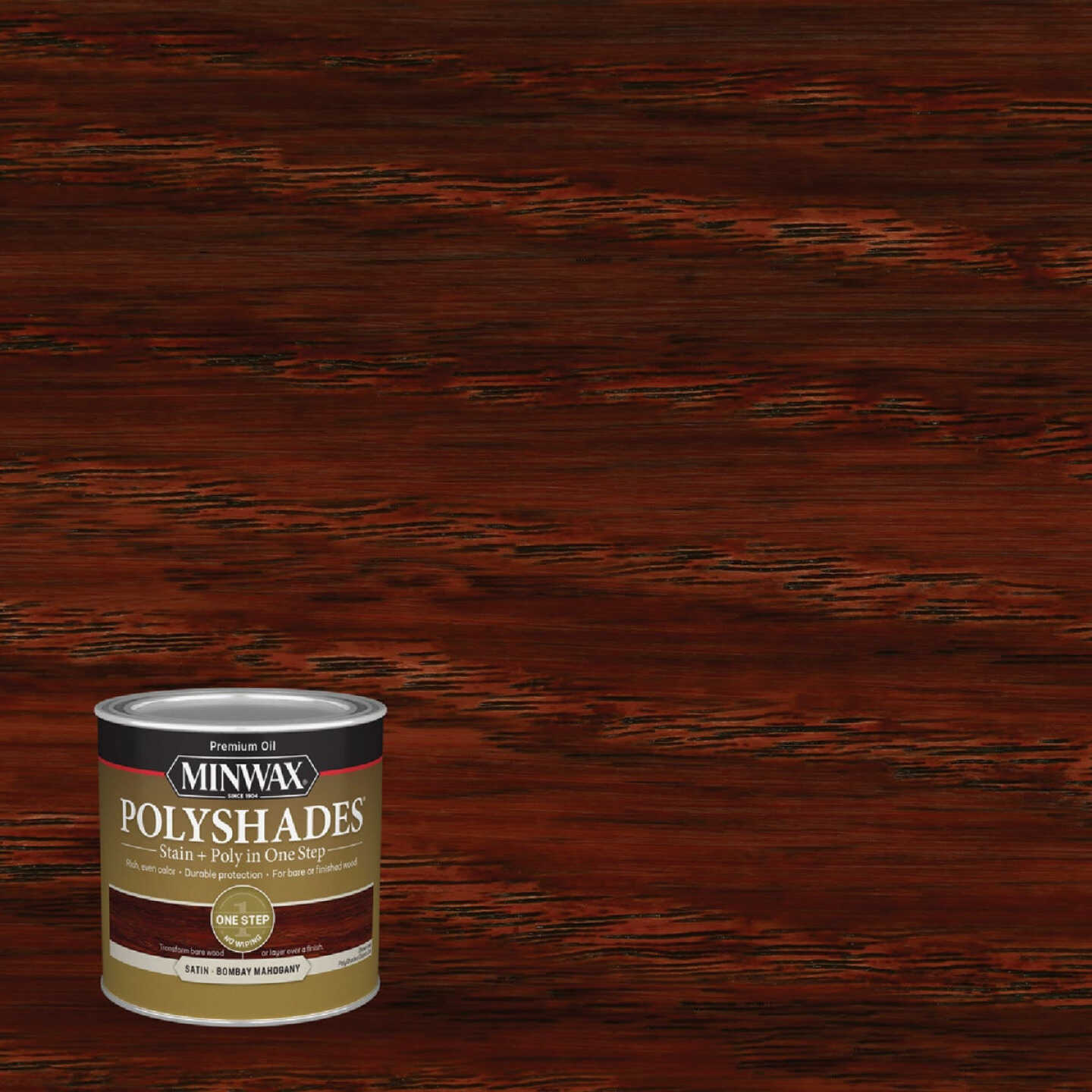 Minwax Polyshades 1/2 Pt. Satin Stain & Finish Polyurethane In 1-Step, Bombay Mahogany Image 1