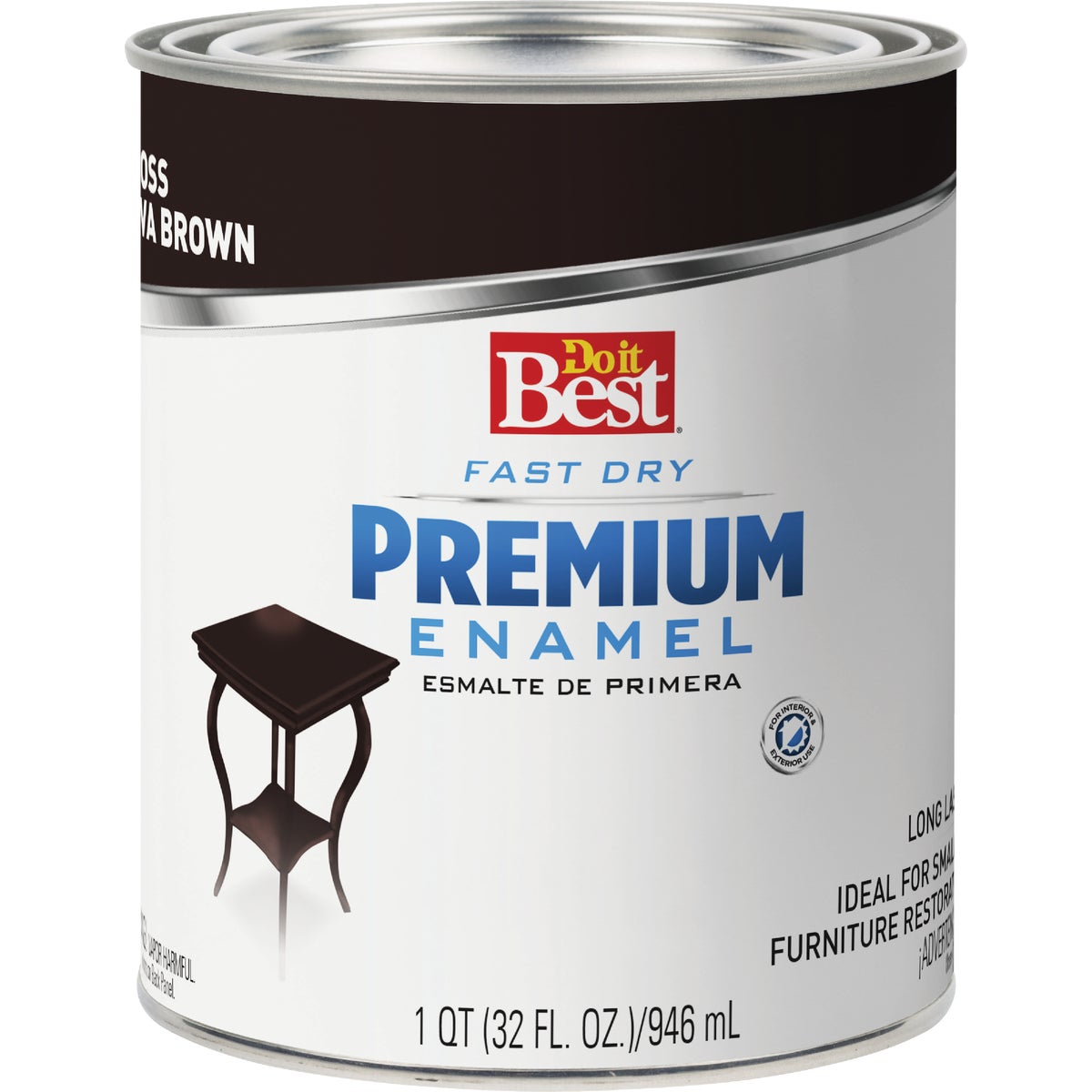 Do it Best Fast Dry Acrylic Latex Gloss Premium Enamel, Java Brown, 1 Qt.