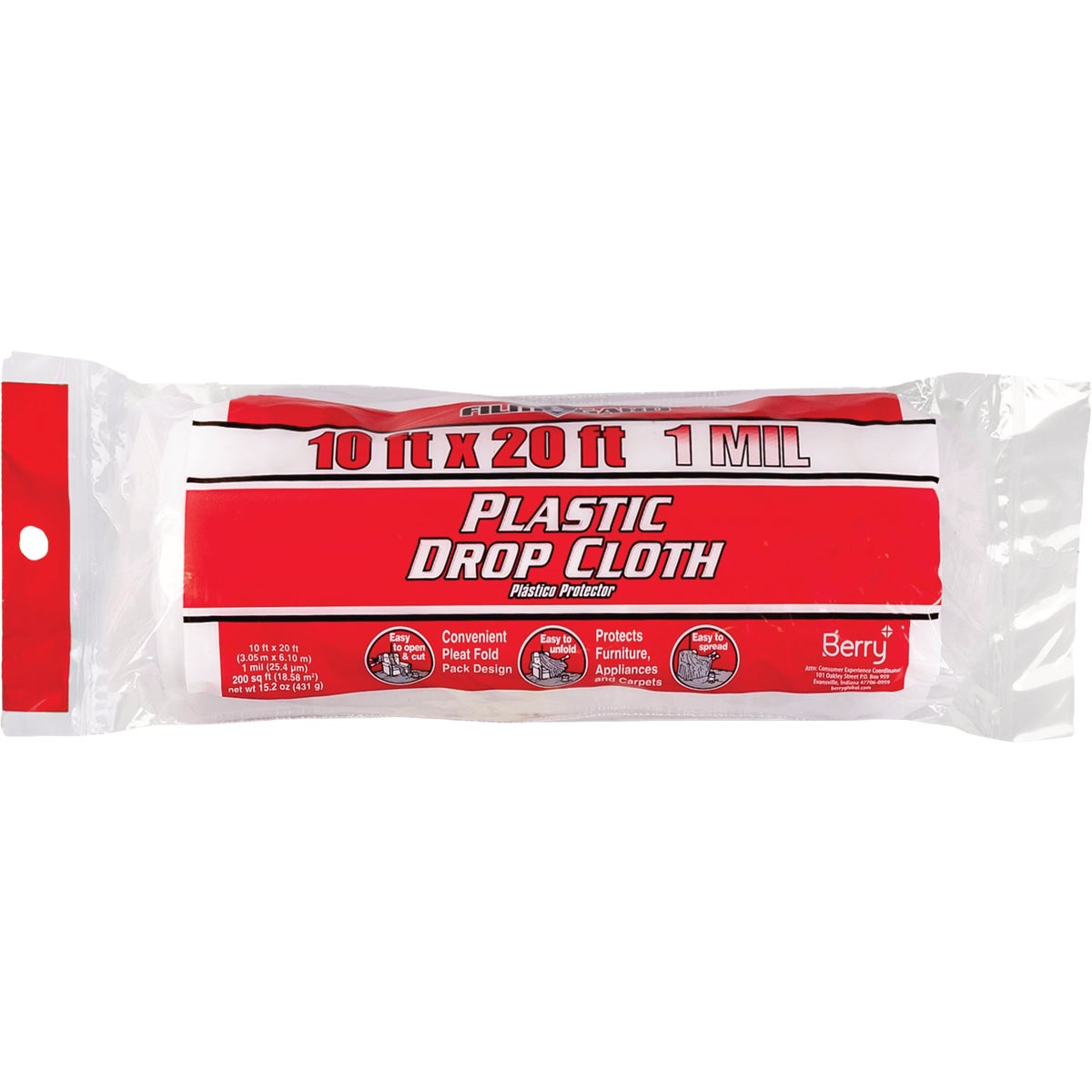 Film-Gard 10 Ft. x 20 Ft. Medium-Duty Plastic Drop Cloth Image 1
