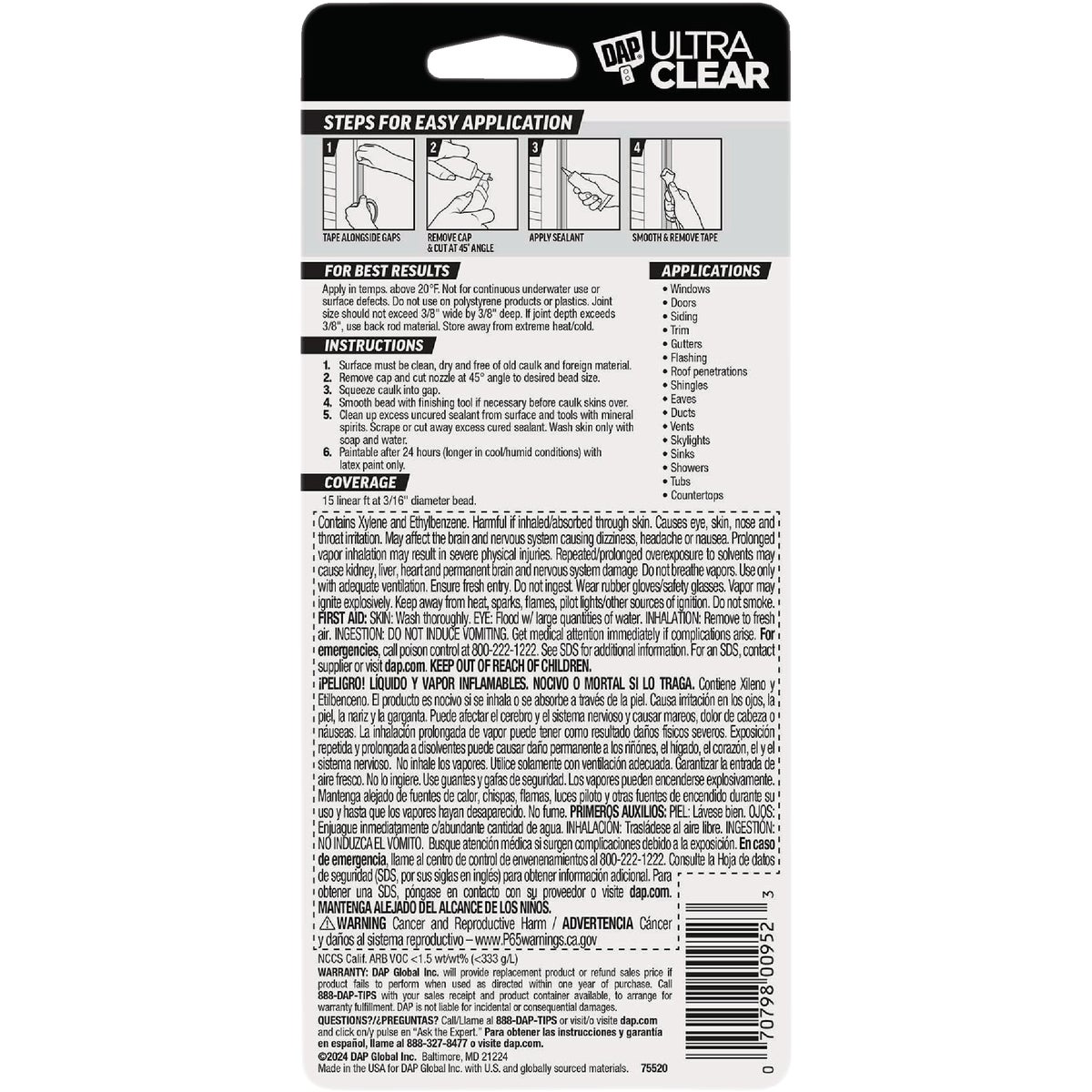 DAP Ultra Clear 2.8 Oz. All Purpose Elastomeric Sealant, Clear Image 9