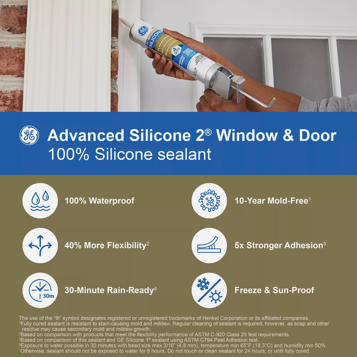 GE Advanced Silicone Window & Door Sealant, White, 10.1 Oz. Tube Image 4
