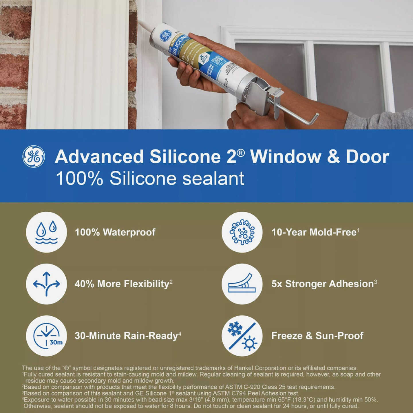 GE Advanced Silicone Window & Door Sealant, White, 10.1 Oz. Tube Image 4