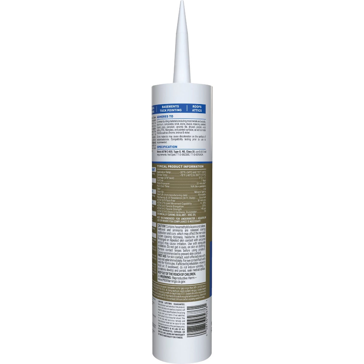 GE Advanced Silicone Window & Door Sealant, White, 10.1 Oz. Tube Image 7