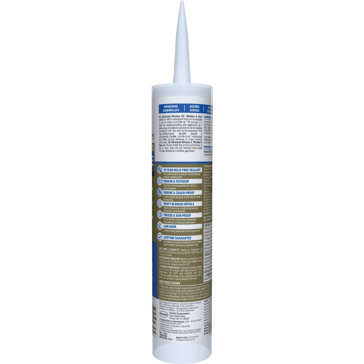 GE Advanced Silicone Window & Door Sealant, Clear, 10.1 Oz. Tube Image 7