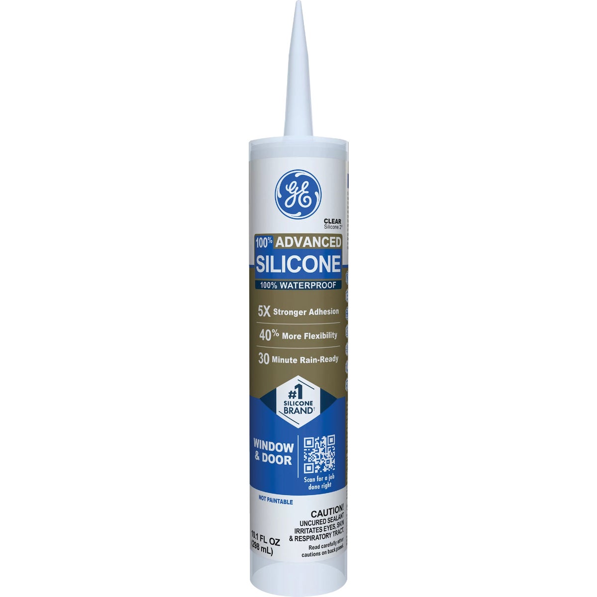 GE Advanced Silicone Window & Door Sealant, Clear, 10.1 Oz. Tube