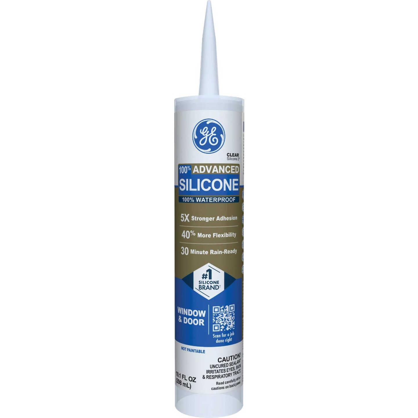 GE Advanced Silicone Window & Door Sealant, Clear, 10.1 Oz. Tube Image 1