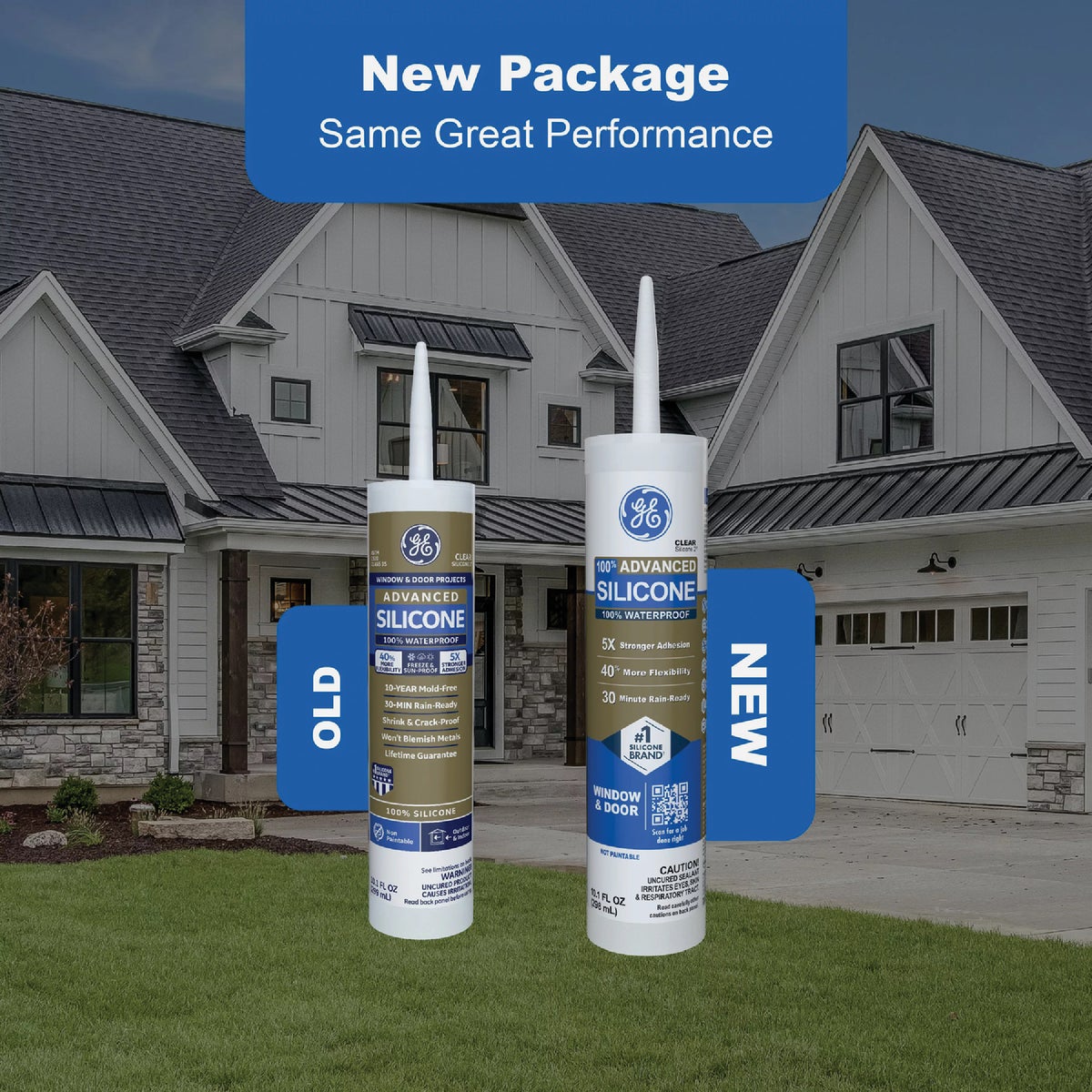 GE Advanced Silicone Window & Door Sealant, Clear, 10.1 Oz. Tube Image 2