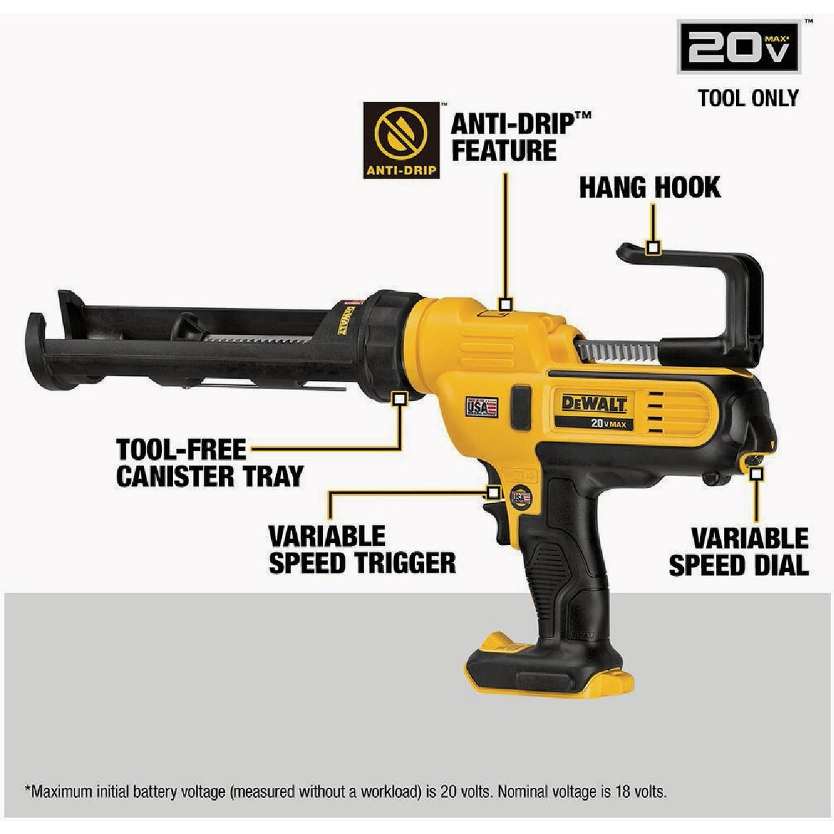 DEWALT 20V MAX 10 Oz./300 mL Adhesive Gun (Tool Only) Image 2