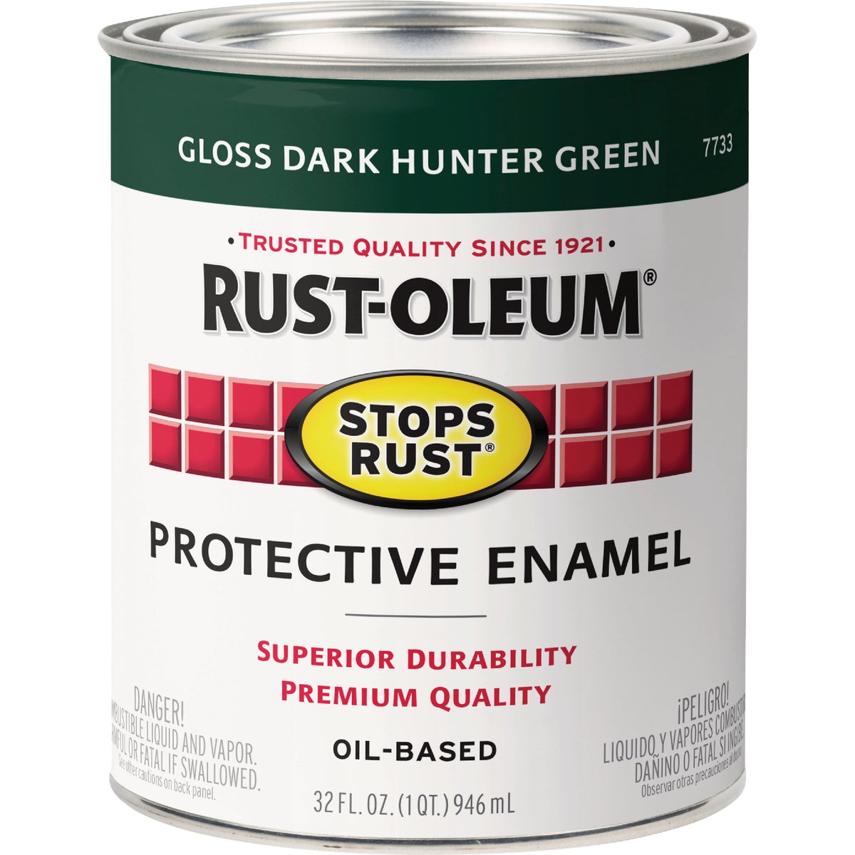 Rust-Oleum Stops Rust Oil Based Gloss Protective Rust Control Enamel, Dark Hunter Green, 1 Qt. Image 6