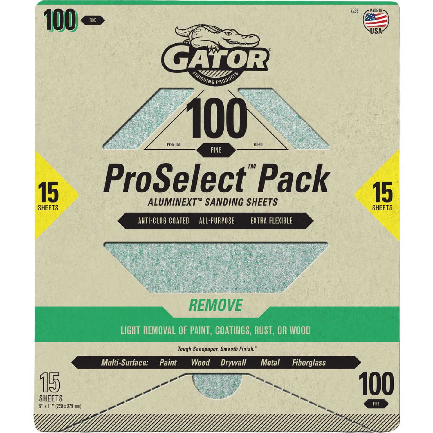 Gator Grit 9 In. x 11 In. Coarse Premium Sanding Sheet, 100 Grit (15-Pack) Image 1