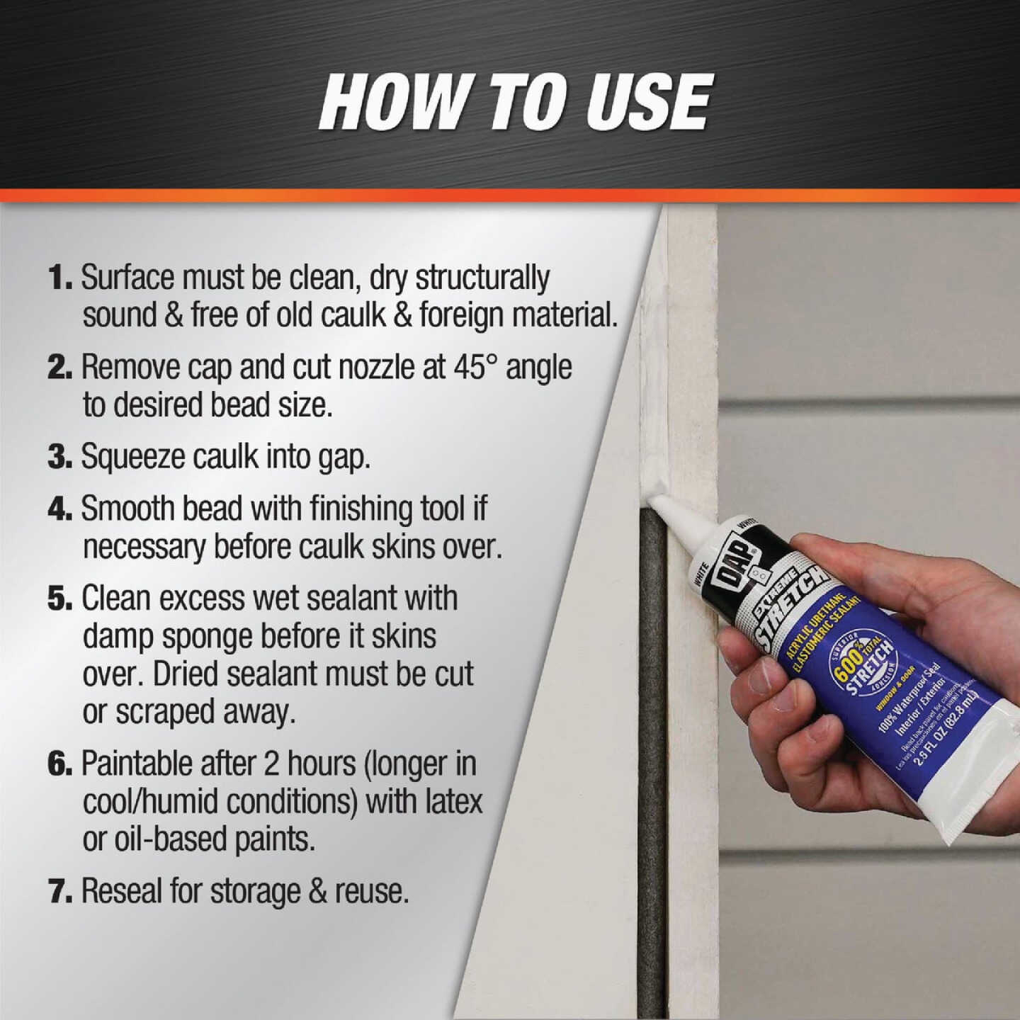 DAP Extreme Stretch 2.8 Oz. Acrylic Urethane Premium Elastomeric Sealant Image 4