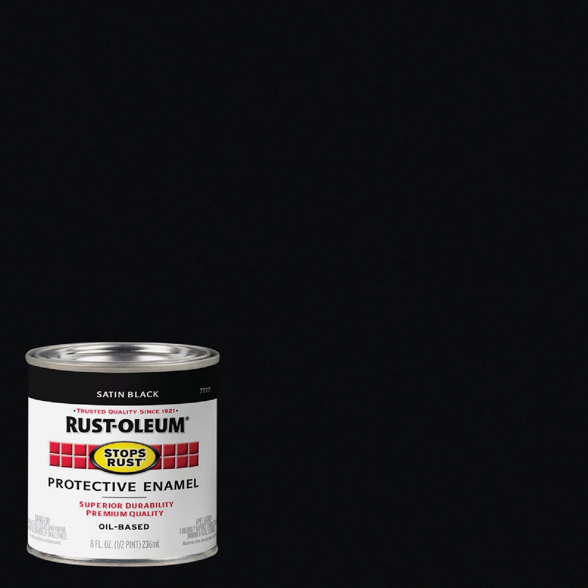 Rust-Oleum Stops Rust Oil Based Satin Protective Rust Control Enamel, Black, 1/2 Pt. Image 1