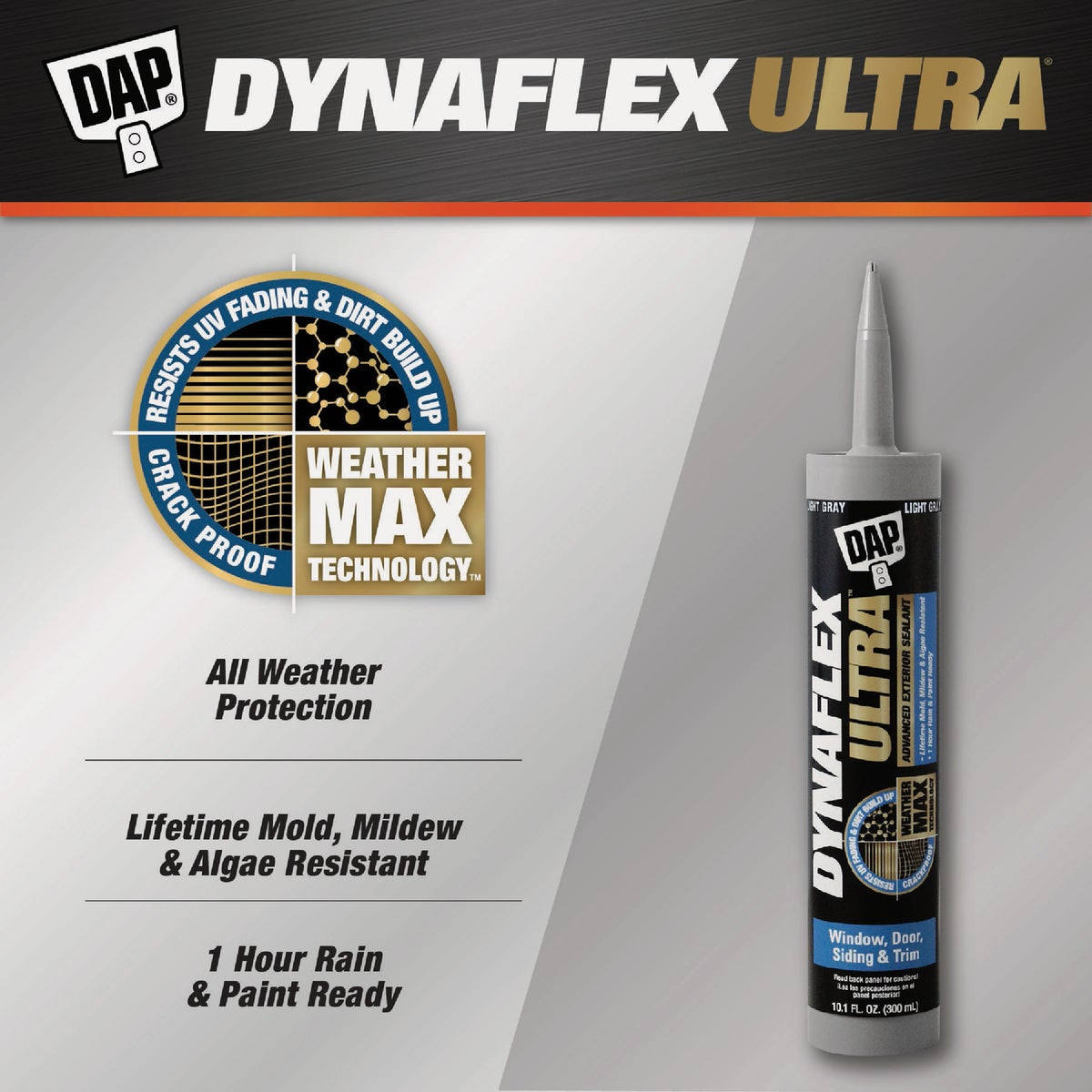 Dap Dynaflex Ultra 10.1 Oz. Light Gray Advanced Exterior Sealant for Window, Door & Siding Image 2