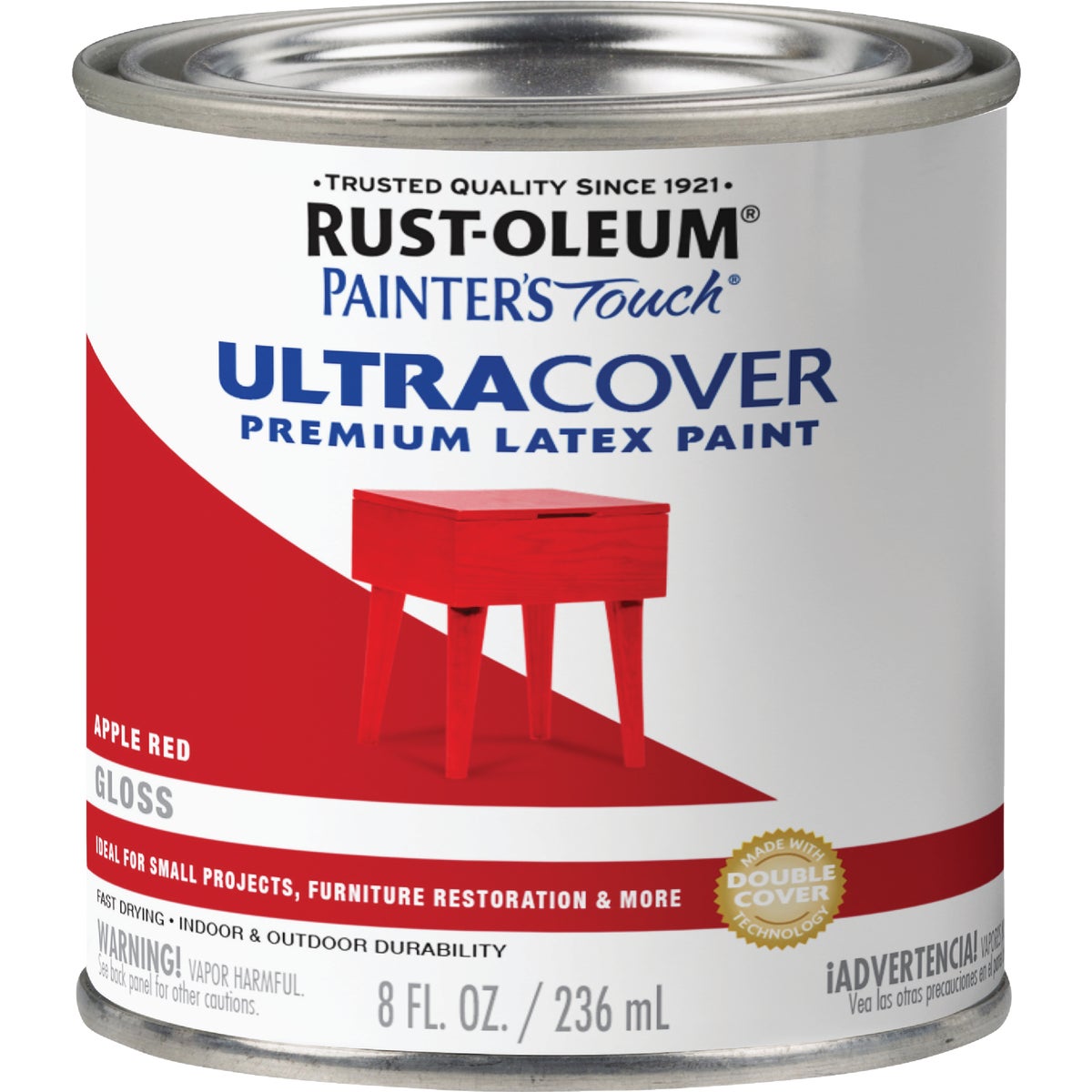 Rust-Oleum Painter's Touch 2X Ultra Cover Premium Latex Paint, Gloss Apple Red, 1/2 Pt. Image 7