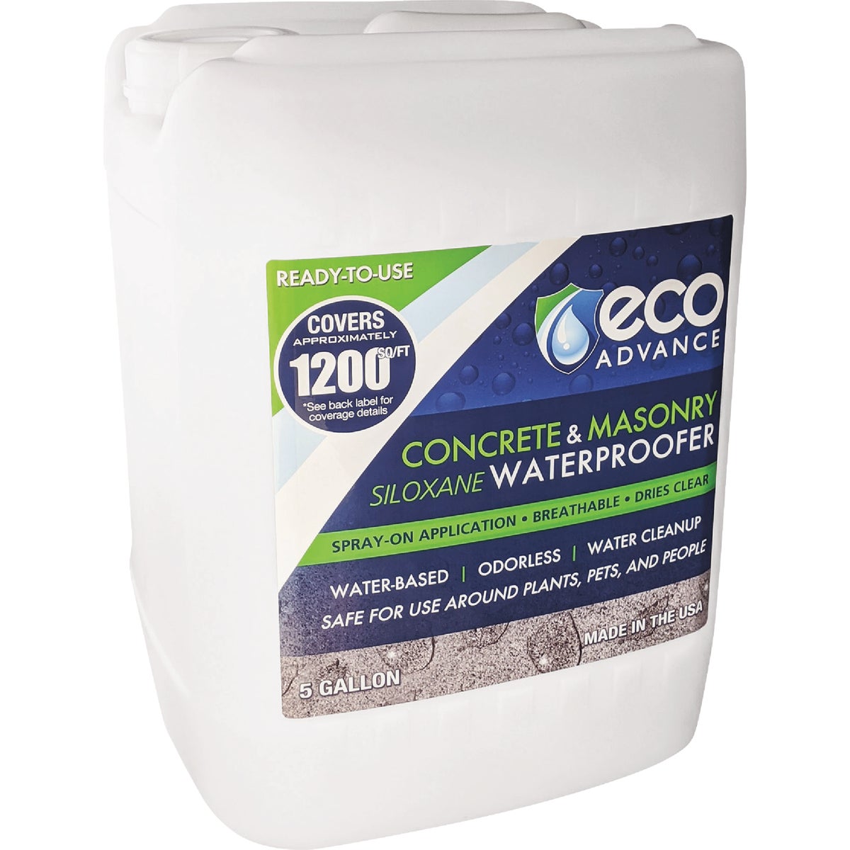 ECO ADVANCE Clear Concrete and Masonry Water Repellent Sealer, 5 Gal.