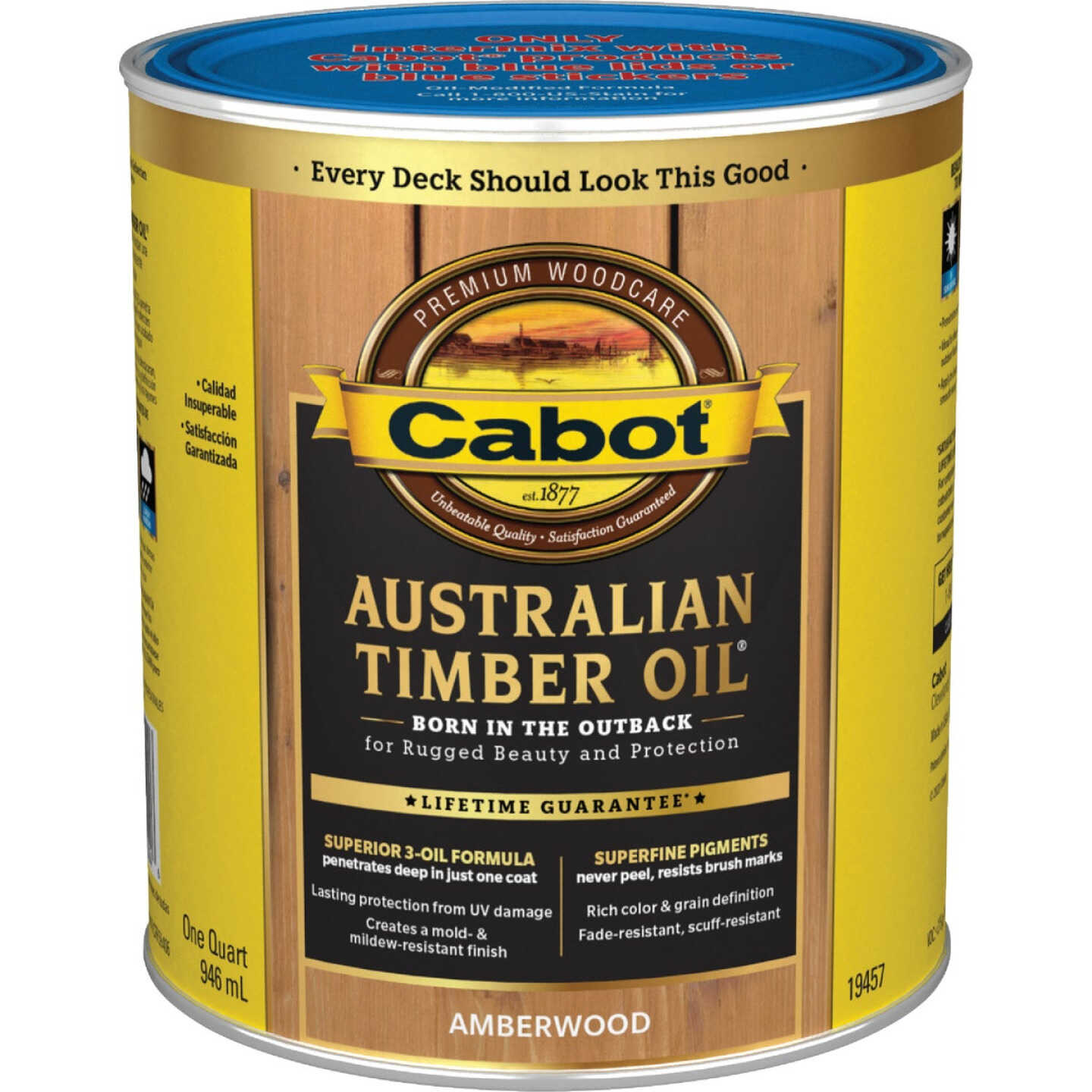Cabot Australian Timber Oil Low VOC, Amber Wood, 1 Qt. Image 7