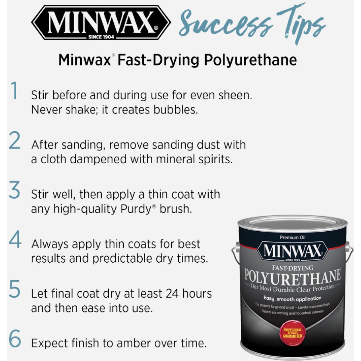 Minwax Semi-Gloss Fast-Drying Interior Polyurethane, 1/2 Pt. Image 6