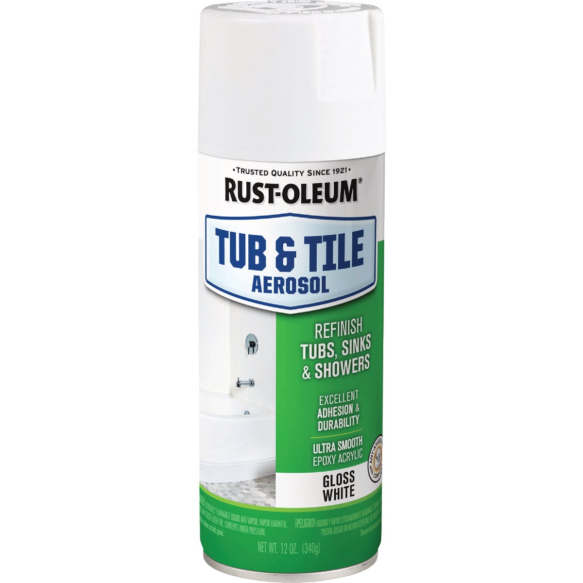 Rust-Oleum 12 Oz. Tub and Tile Aerosol Gloss White Refinishing Spray Paint Image 4