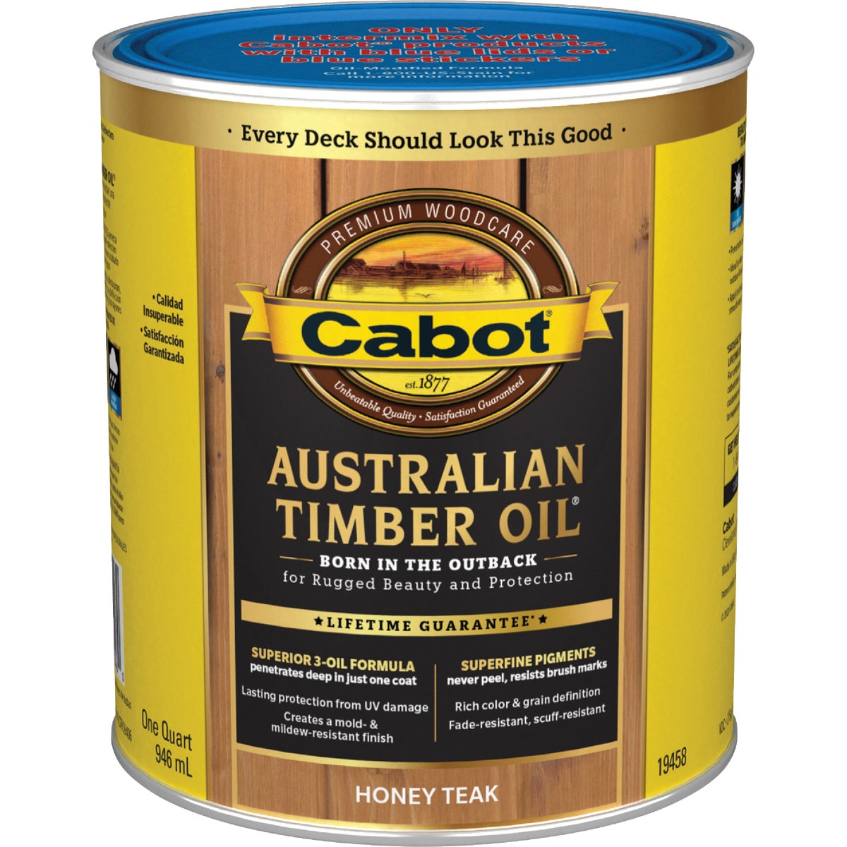 Cabot Australian Timber Oil Low VOC, Mahogany Flame, 1 Qt. Image 7