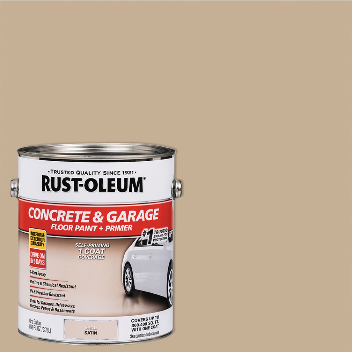 Rust-Oleum Concrete & Garage Floor Paint & Primer, 1 Gal., Sand