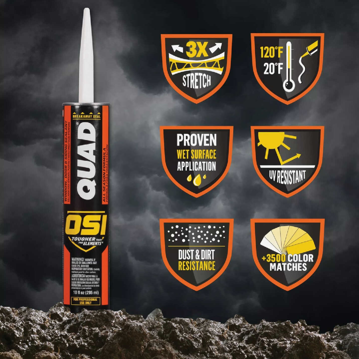 OSI QUAD 10 Oz. Window, Door & Siding Polymer Sealant, Brown Image 5