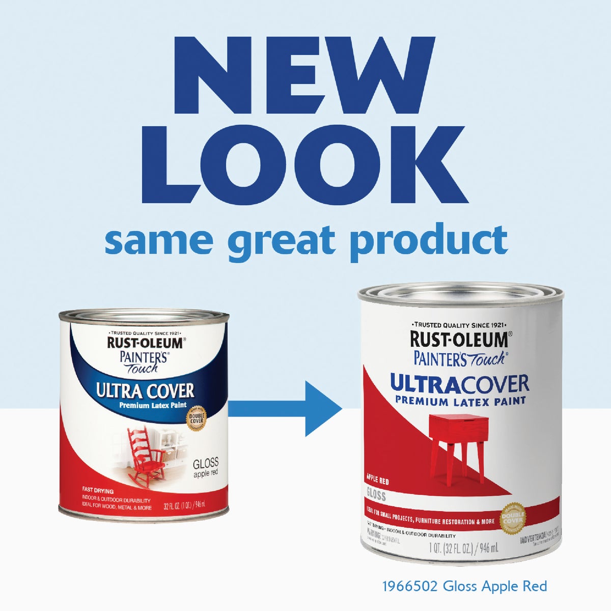 Rust-Oleum Painter's Touch 2X Ultra Cover Premium Latex Paint, Gloss Apple Red, 1 Qt. Image 2