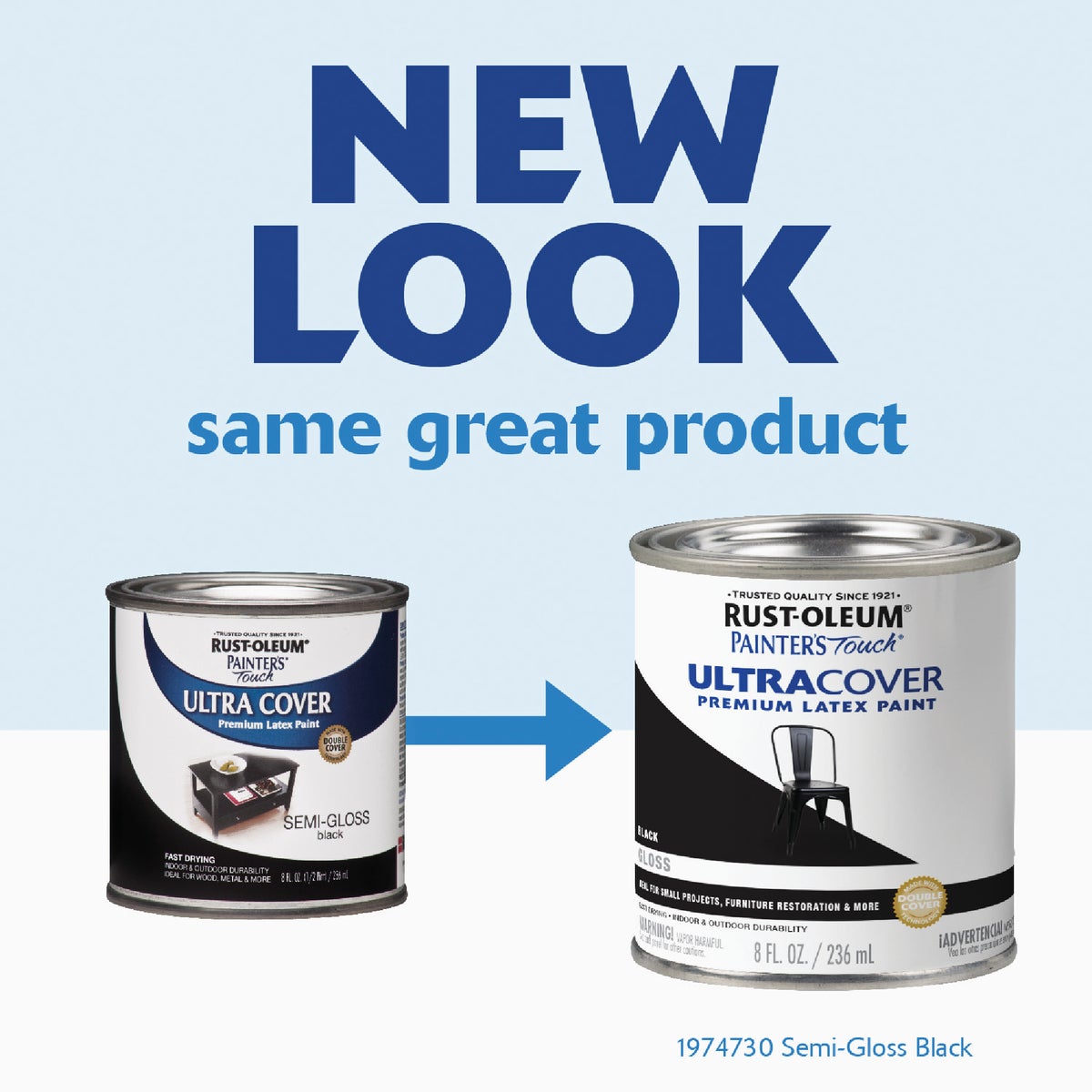 Rust-Oleum Painter's Touch 2X Ultra Cover Premium Latex Paint, Semi-Gloss Black, 1/2 Pt. Image 2