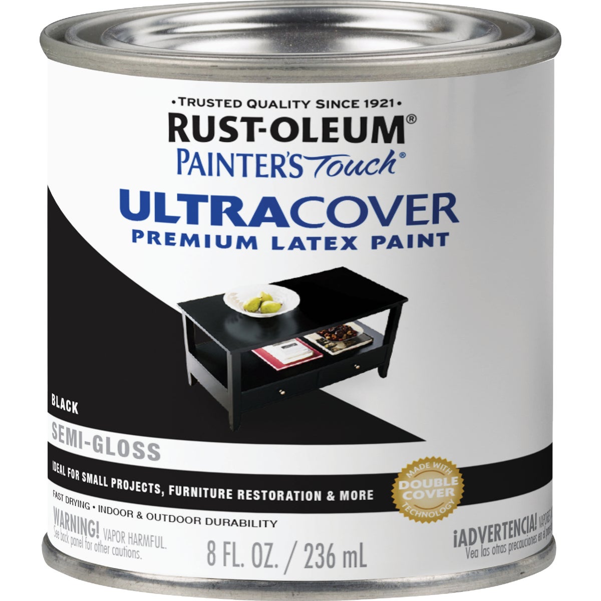 Rust-Oleum Painter's Touch 2X Ultra Cover Premium Latex Paint, Semi-Gloss Black, 1/2 Pt. Image 6