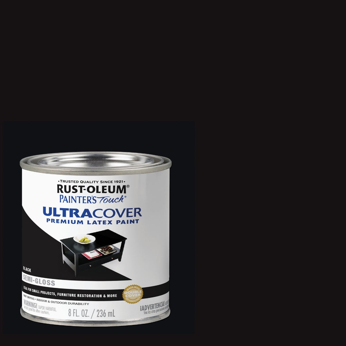Rust-Oleum Painter's Touch 2X Ultra Cover Premium Latex Paint, Semi-Gloss Black, 1/2 Pt. Image 1