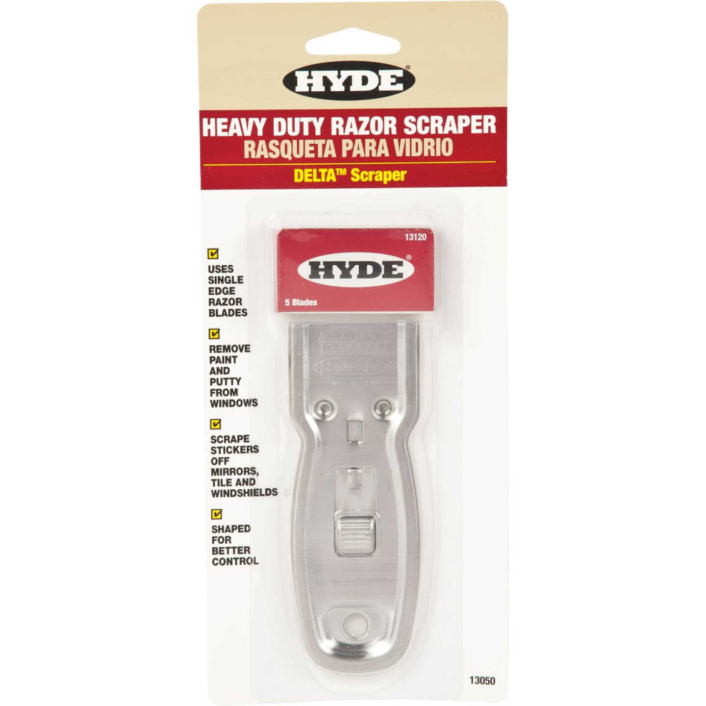Hyde Delta Heavy Duty Retractable Razor Scraper with 5 Blades Image 1