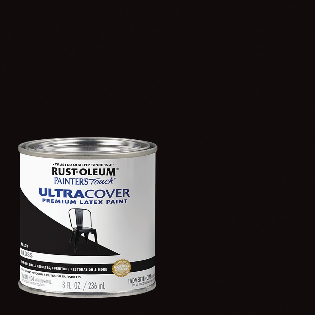 Rust-Oleum Painter's Touch 2X Ultra Cover Premium Latex Paint, Black Gloss, 1/2 Pt. Image 1