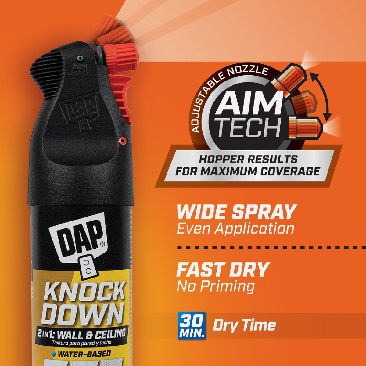 Dap 25 Oz. 2-In-1 Knockdown Water Base Spray Texture with AimTech Image 2