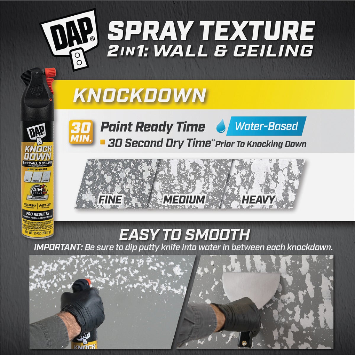 Dap 25 Oz. 2-In-1 Knockdown Water Base Spray Texture with AimTech Image 4