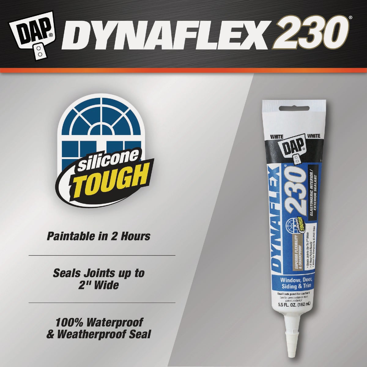 Dap Dynaflex 230 5.5 Oz. 100% Waterproof Window, Door, Siding & Trim Elastomeric Sealant, Clear Image 2