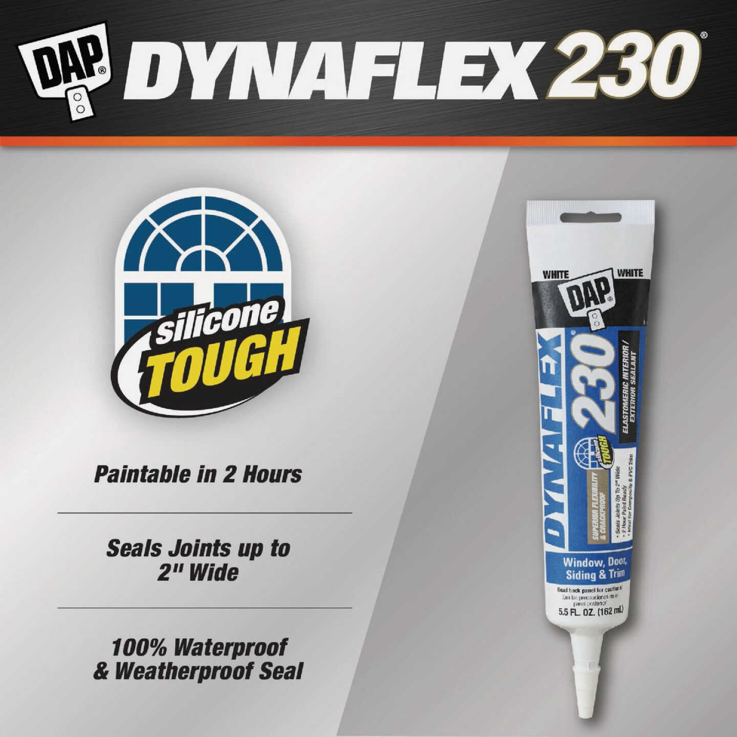 Dap Dynaflex 230 5.5 Oz. 100% Waterproof Window, Door, Siding & Trim Elastomeric Sealant, Clear Image 2
