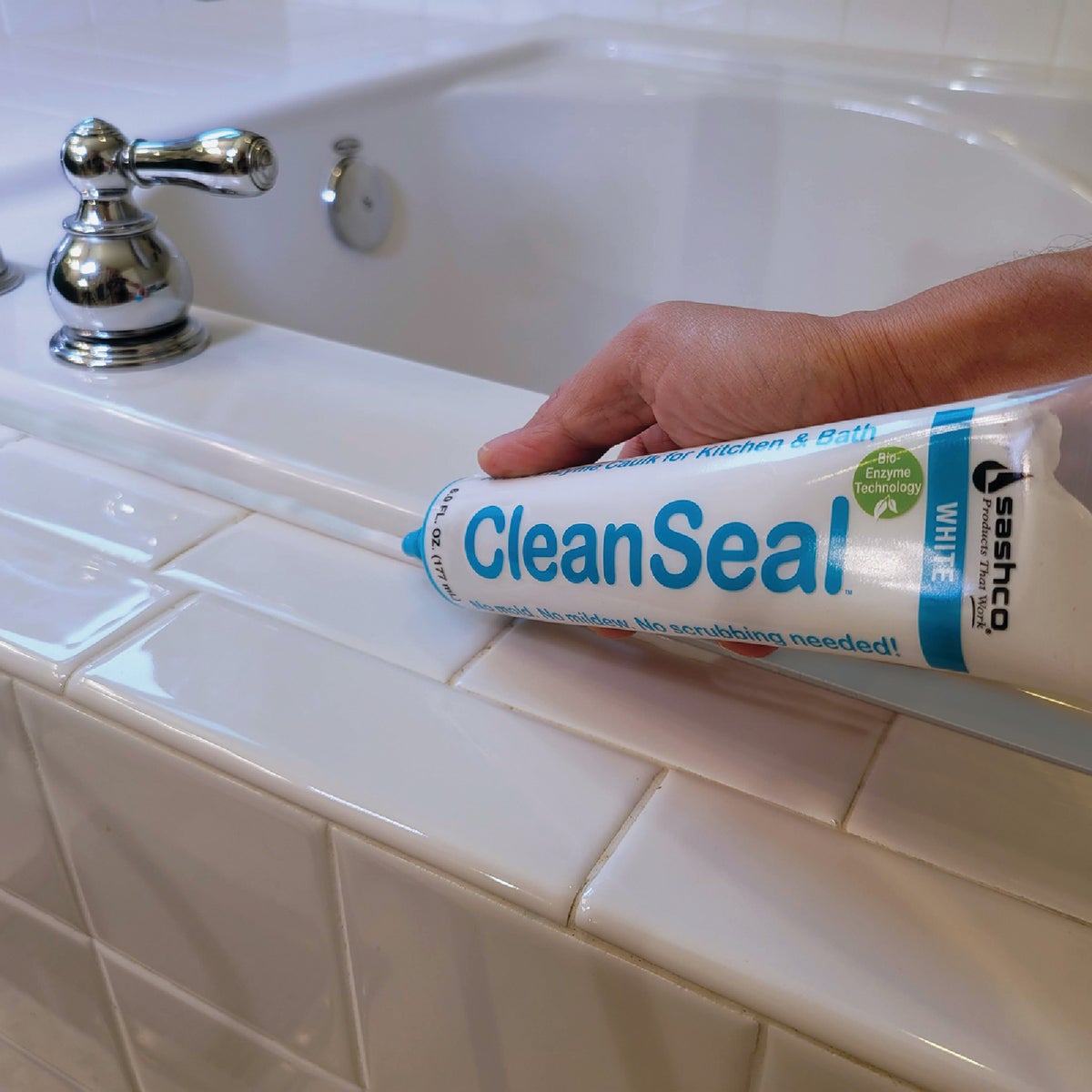 Sashco CleanSeal 6 Oz. White Active Enzyme Kitchen & Bath Caulk Image 3